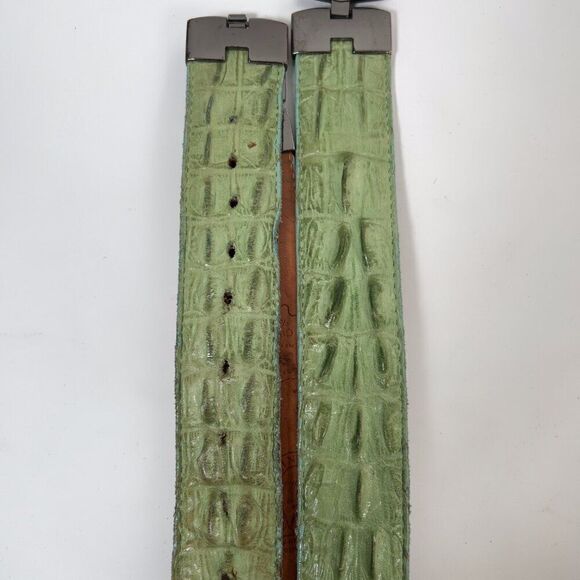 Vintage Y2K Green Leather Crocodile Indie Grunge Streetwear Chunky Belt / 38 - Picture 4 of 8